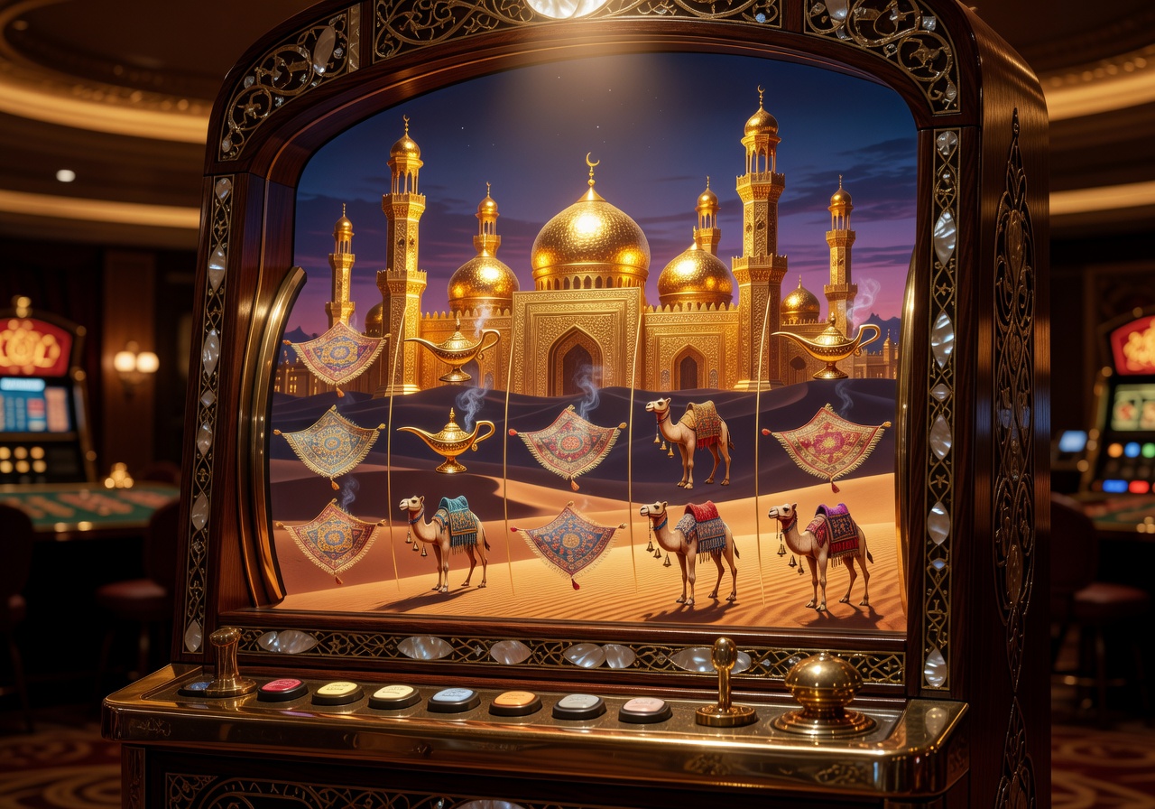 Arabian Nights slot machine with golden palace reels